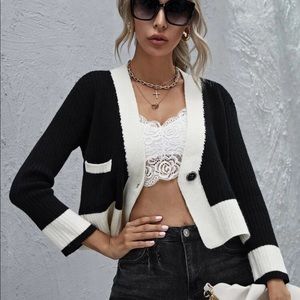 Sweaters | Colorblock Crop Cardigan Sweater | Poshmark